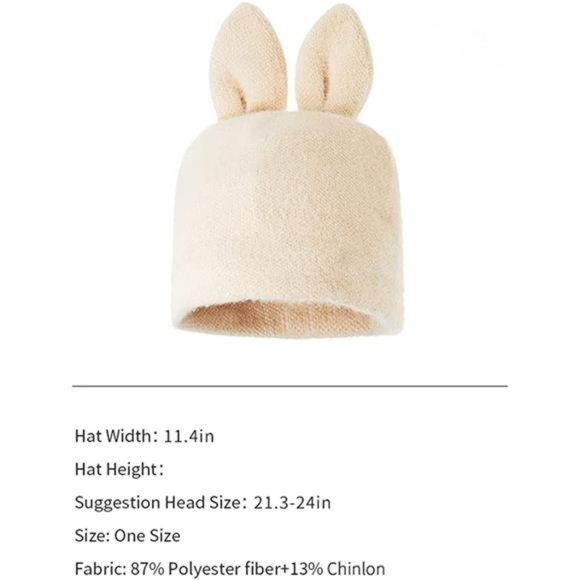 OHYOGA Rabbit Ear Beanie Hat Cute Cable Knit Chunky Winter Beanie Cap for Women main image 4